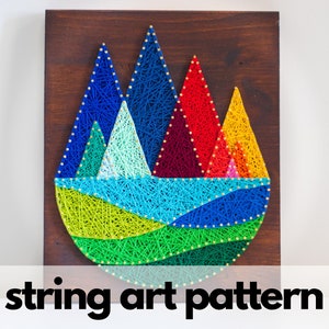 Colorful Mountains String Art Pattern Printable - Geometric Mountains ...