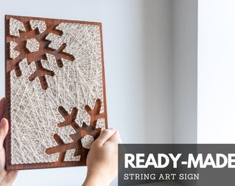 Snowflake string art wall art - textile wall art