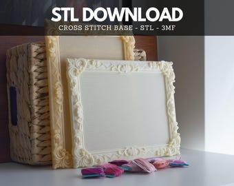 Cross Stitch Frame STL: Large Rectangle Stitchable Embroidery Blank, 3D Print File