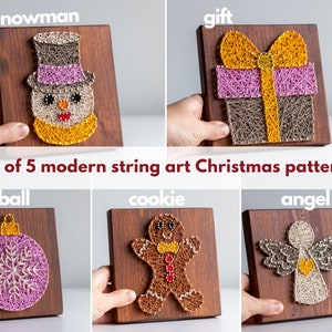 Christmas string art patterns 5 Holiday string art template set image 2