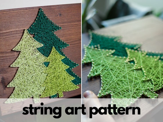 string art pattern printable pine fir forest tree string etsy