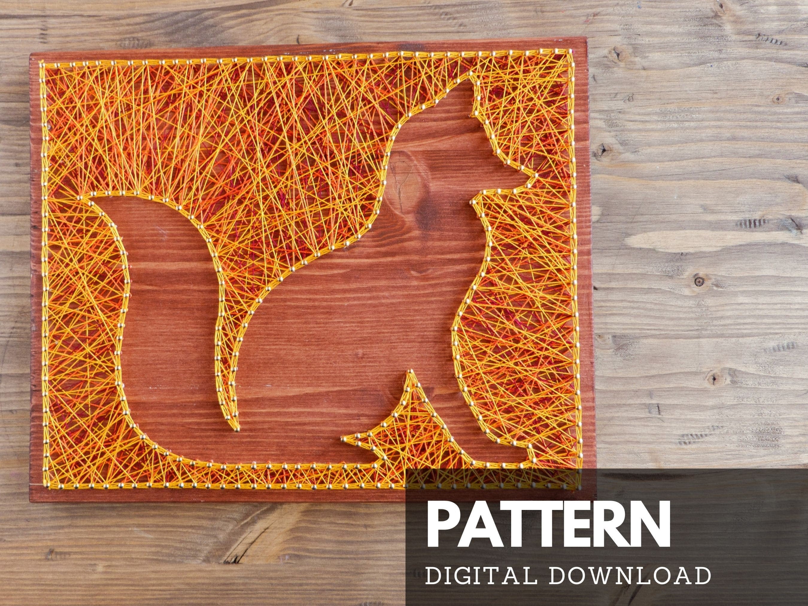 Fox Silhouette String Art Pattern Printable Woodland Fox Etsy