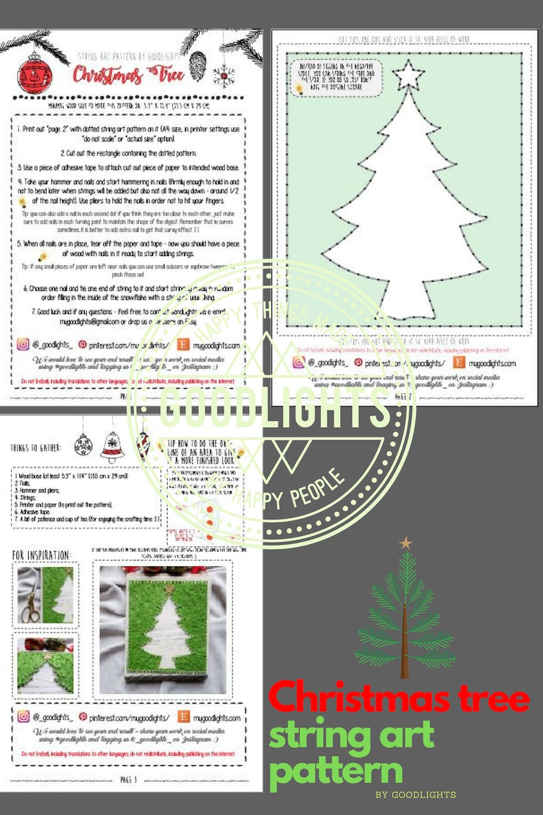 Christmas Tree String Art Pattern Printable Christmas Tree - Etsy