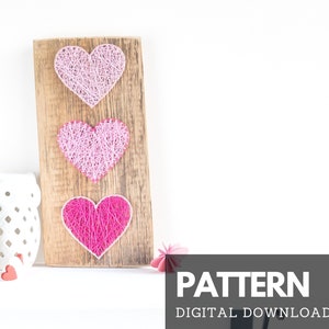Heart String Art Pattern – 3 Hearts DIY Printable Template with Beginner Instructions