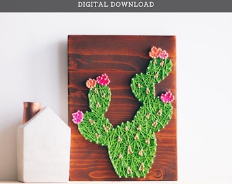 String Art Pattern - Cactus Template
