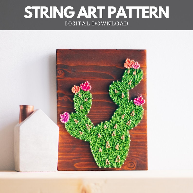 String Art Pattern - Cactus Template - Etsy