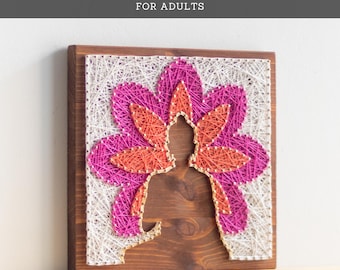 String Art Kit for Adults – Buddha and Lotus Silhouette DIY Craft Kit