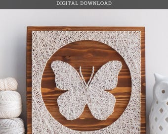 String Art Pattern - Butterfly Silhouette Template