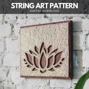 String Art Pattern - Lotus Flower Silhouette Template
