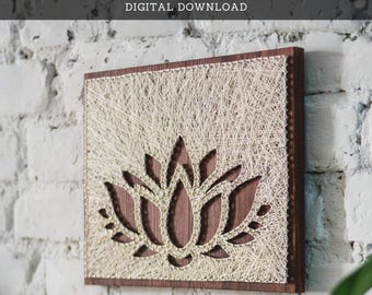 String Art Pattern - Lotus Flower Silhouette Template