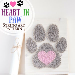 Dog Paw String Art Pattern Printable Dog Paw and Heart String Art ...