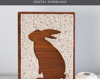 Tekenreekskunstpatroon – sjabloon konijn silhouet (afdrukbare pdf)