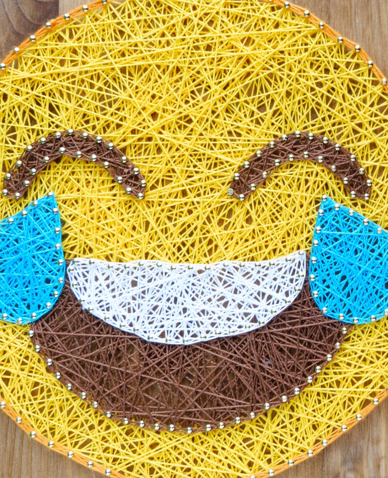 Modern Emoji String Art Wall Decor tears of joy yellow emoji Etsy