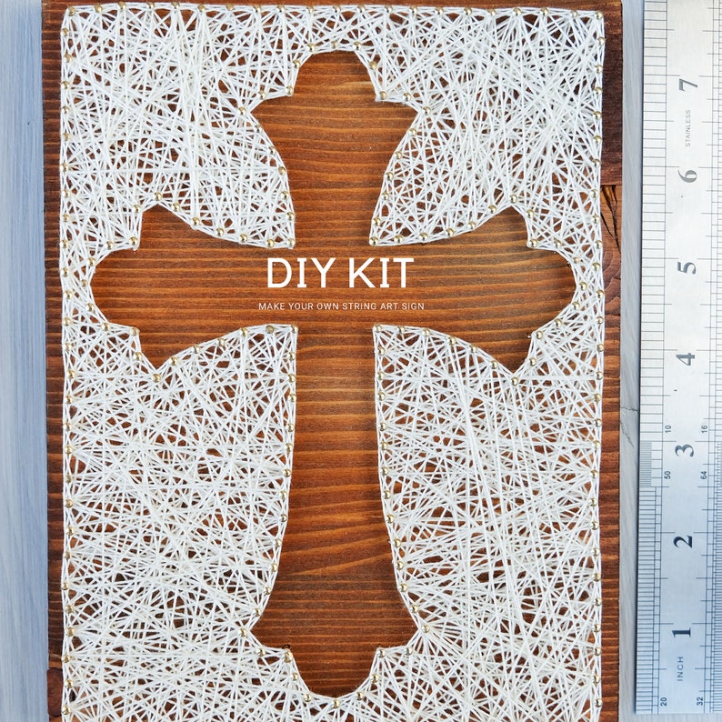 Craft kit for adults and kids Religious Cross string art DIY Etsy