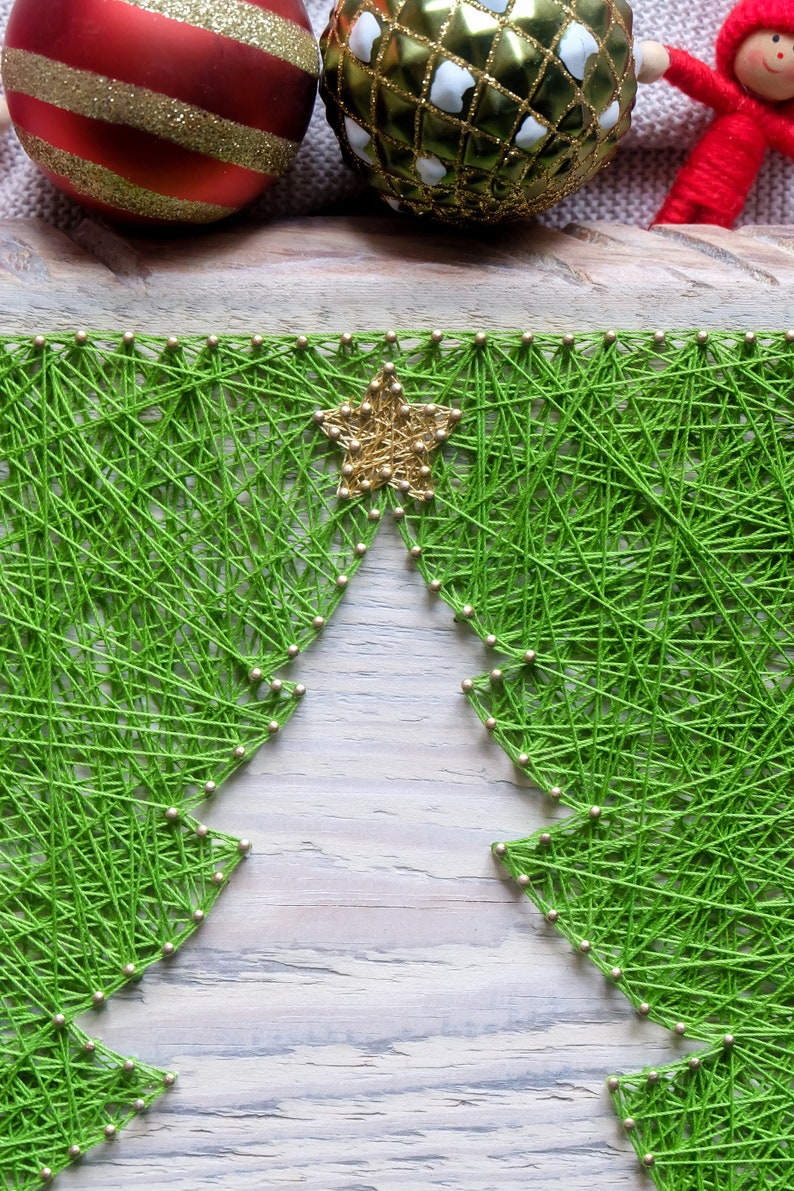 Christmas tree string art wall decor perfect Holiday season Etsy