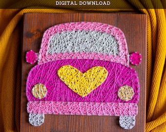 String Art Pattern - Valentines Love Truck Template