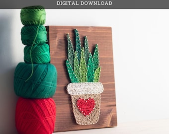 String Art Pattern - Sukkulenten Aloe Vera Vorlage
