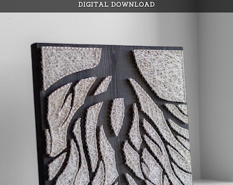 Modello di arte con stringhe - Modello di silhouette di radici di albero