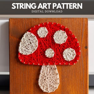 Patrón de arte con cuerdas: plantilla de hongo rojo pequeño