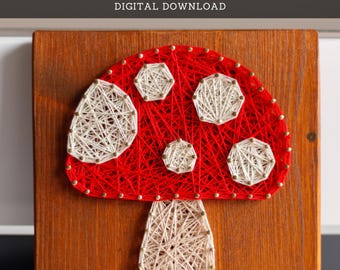 String Art Pattern - Small Red Mushroom Template