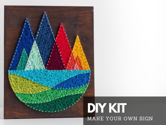 Mountain Craft Kit for Adults String Art Geometric Mountains, Instructions  and Tools to Craft Your String Art Sign 