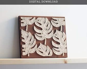 String Art Pattern - Monstera Leaves Template