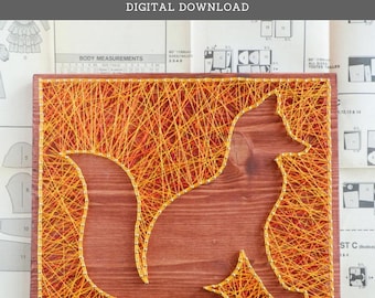 String Art Pattern - Fox Silhouette Template