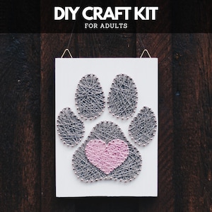 String Art Kit for Adults – Dog Paw with Heart DIY Craft Kit
