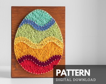 Easter Egg String Art Patterns - String Art Template for DIY Easter Gifts For Kids - Colorful Homeschooling Craft Lesson Idea