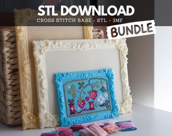 Cross Stitch Frame STL Bundle: Baroque Small + Large Stitchable Embroidery Blank, 3D Print Files