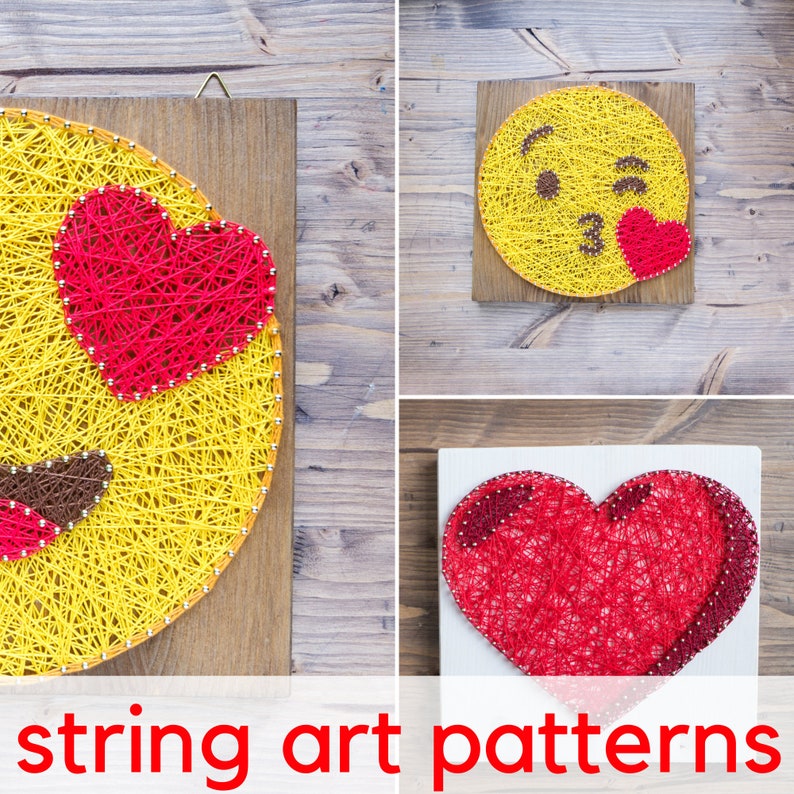 Emoji DIY string art pattern set Etsy