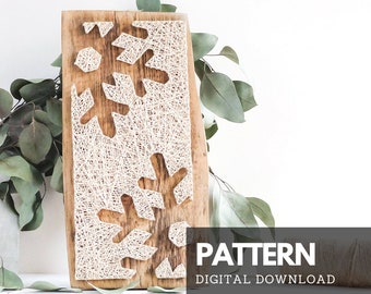 Christmas snowflake silhouette string art pattern with instructions with step-by-step instructions for beginners