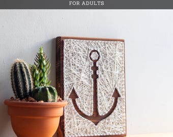 Kit de arte con hilo para adultos: silueta de ancla náutica