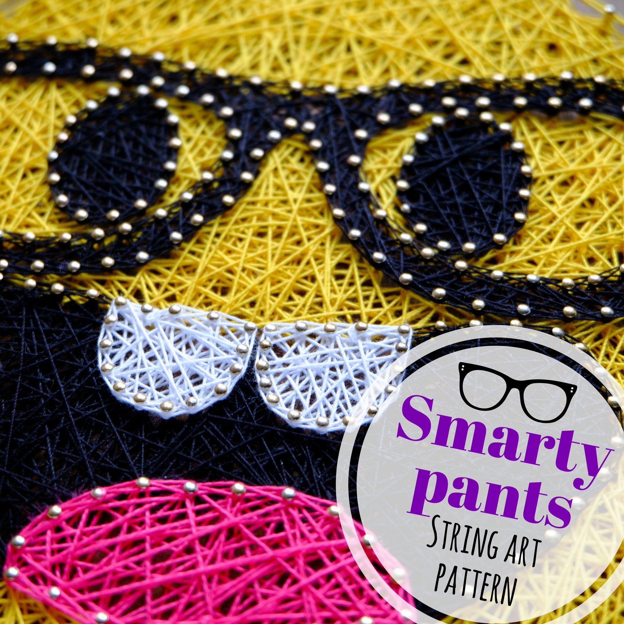 Emoji DIY string art pattern with instructions Etsy