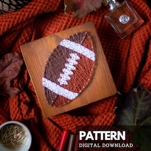 Modello di string art - Modello di string art di football americano per bambini e adulti, modello di string art per palloni sportivi stampabile, decorazioni autunnali fai-da-te