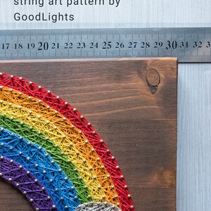 Rainbow string art pattern printable Rainbow DIY string art template with step-by-step instructions PDF printable guide image 5