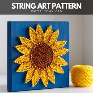 Sunflower DIY string art pattern - String art template printable - Spring string art pattern with instructions and tips for beginners