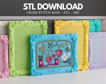 Cross Stitch Frame STL: Small Rectangle Stitchable Embroidery Blank, 3D Print File