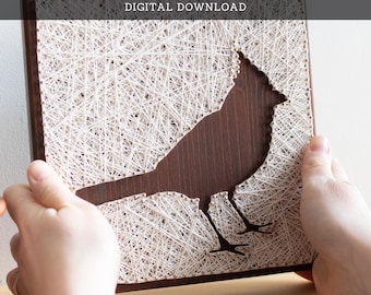 String Art Pattern – Cardinal Bird Silhouette Template (Printable PDF)