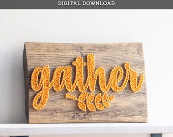 String Art Pattern - Thanksgiving Gather Text Template