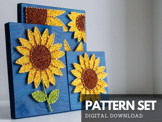 Set of 3 Sunflower DIY String Art Patterns String Art Templates Printable  Spring String Art Patterns for Beginners 