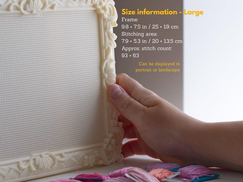 Cross Stitch Frame STL Bundle: Baroque Small + Large Stitchable Embroidery Blank, 3D Print Files image 4