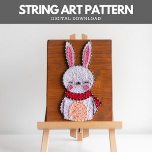 String Art Pattern - Winter Bunny with Scarf Template