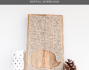 String Art Pattern - Forest Hedgehog Silhouette Template
