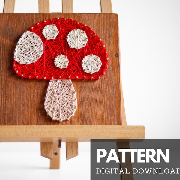 Mushroom string art pattern - forest mushroom string art pattern for kids and adults, Mario mushroom string art template printable