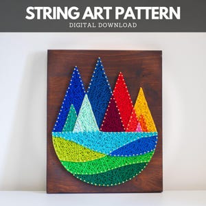 String Art Pattern - Geometrische Berge Vorlage