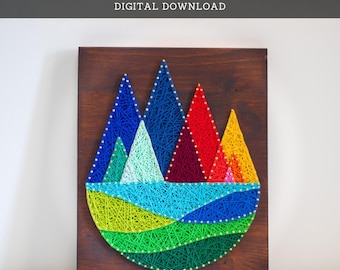 String Art Pattern - Geometric Mountains Template