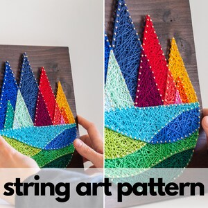 Colorful Mountains String Art Pattern Printable - Geometric Mountains ...