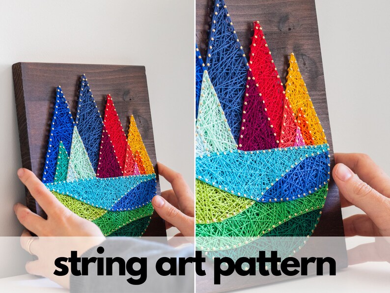 Colorful Mountains String Art Pattern Printable Geometric - Etsy