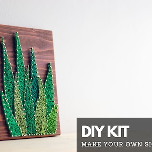 Aloe Vera string art DIY kit for adults and kids with green succulent aloe vera design - step-by-step DIY gift for crafters
